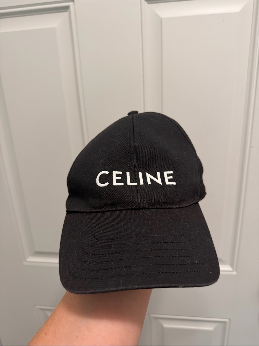 AUTHENTIC Celine Black Logo Cap with White Tag